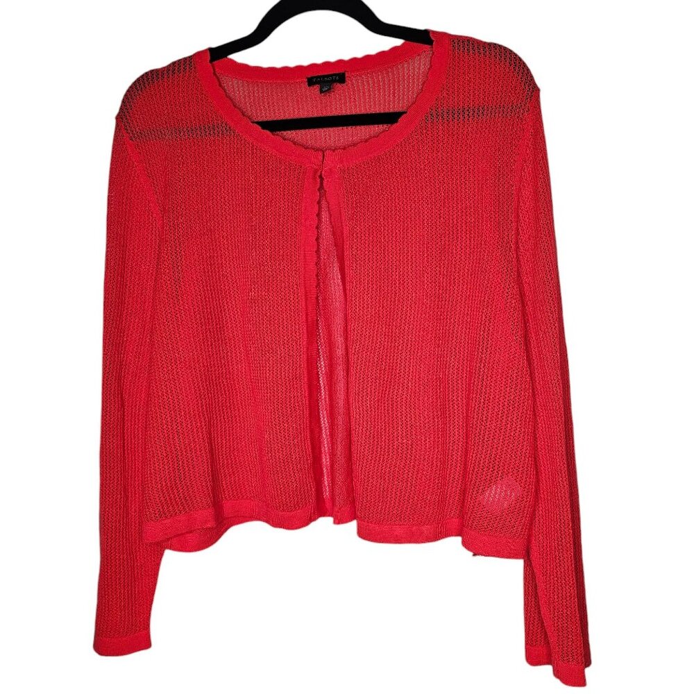 Talbots Size XL Pink Open Cardigan Dainty Loose Knit Lightweight Long Sleeve